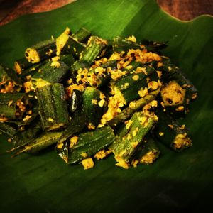 Okra coconut masala at Puccini Lala in Varkala