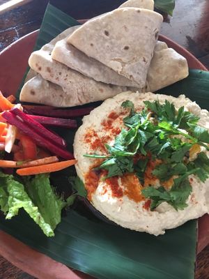 hummus  at Puccini Lala in Varkala