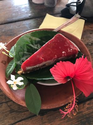 Strawberry cheesecake at Puccini Lala in Varkala