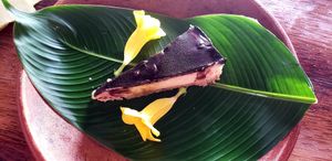 Raw vegan chocolate cheesecake. at Puccini Lala in Varkala