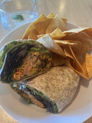 Pure carrot falafel wrap with sweet tahini   at Pure Fresh Food and Juice Bar in San Juan