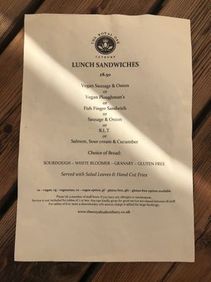 Menu Sep 2021 at The Royal Oak in Tetbury