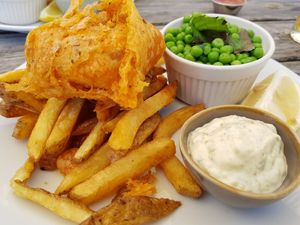 Tofish and chips at The Royal Oak in Tetbury
