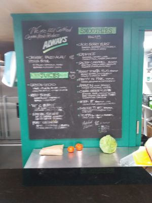  Menu of smoothies and juices at Flannery's in Engadine