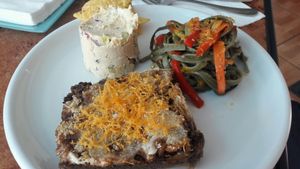 Trio of dishes  at El Veganito del Charco in Lanzarote