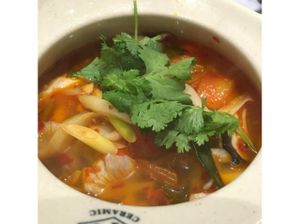 Claypot Tom Yam Soup at Pepper Jade Thai Vegetarian Cuisine in Central Singapore