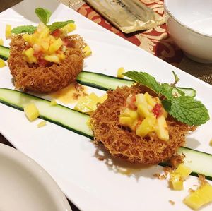 Mini yam rings at Pepper Jade Thai Vegetarian Cuisine in Central Singapore