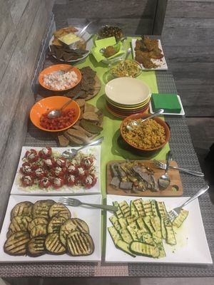 Antipasto buffet at Vibrazioni Vegetali in Abbiategrasso