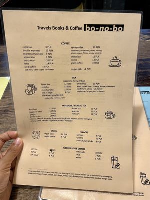 Menu  at Bonobo in Krakow