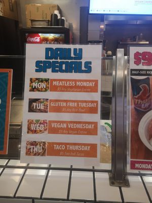 Weekly specials as of November 16th 2019 at Hot Indian Foods - Midtown in Minneapolis