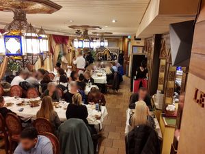 Downstairs dining room at Le Cedre in Zurich