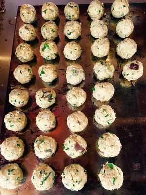 the white bean balls before baking them at Amor Infinito in Montanita