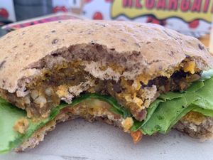 Vegan burger at La Cocina de Daksha in Tigre