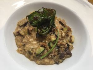 Mushroom rissoto  at Vegan Bueras in Santiago