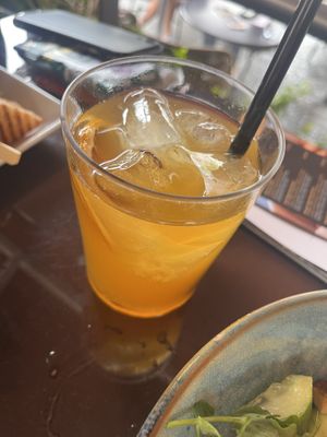 Green iced tea with yuzu  at cacao in Prague