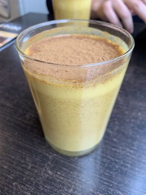 Golden milk at cacao in Prague