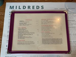 Mildreds brunch menu II  at Mildreds - Camden in North West London