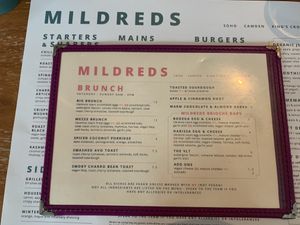 Mildreds Brunch menu I at Mildreds - Camden in North West London