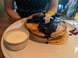 wild blueberry buttermilk pancakes at Mildreds - Camden in North West London