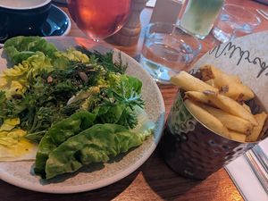 baby gem herb salad and fries at Mildreds - Camden in North West London