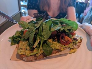 whipped avocado toast at Mildreds - Camden in North West London