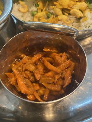 Carrots with a sauce  at Mildreds - Camden in North West London