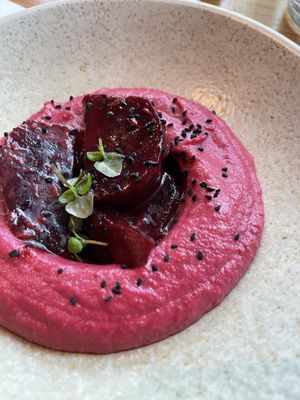 Beetroot celeriac borani  #Veganuary at Mildreds - Camden in North West London