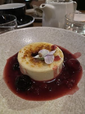 Crème brûlée with berry coulis  at Mildreds - Camden in North West London