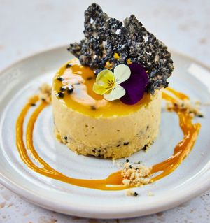 passion fruit cheesecake at Mildreds - Camden in North West London