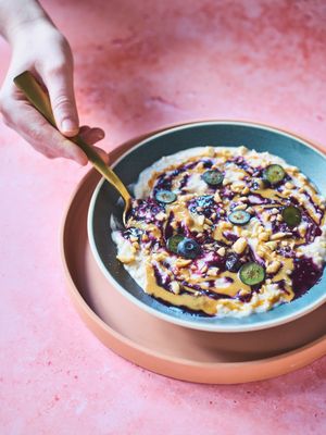 Peanut butter and jam porridge at Mildreds - Camden in North West London