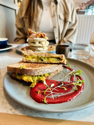 Masala aloo toastie #Veganuary at Mildreds - Camden in North West London