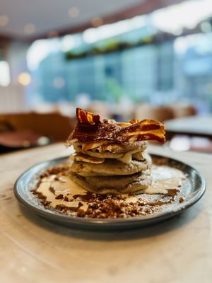 banana biscoff pancakes  #Veganuary at Mildreds - Camden in North West London