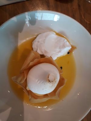 Passionfruit tart with meringue  at Mildreds - Camden in North West London