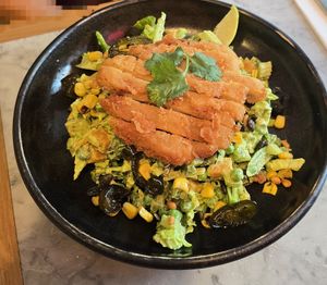 diosa verde salad & blackened saffron tofu with chicken at Mildreds - Camden in North West London