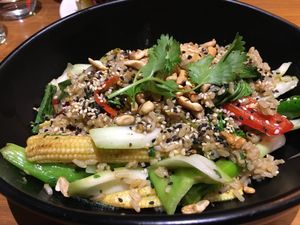 Delicious stir fry bowl - and a super generous helping too! at Mildreds - Camden in North West London