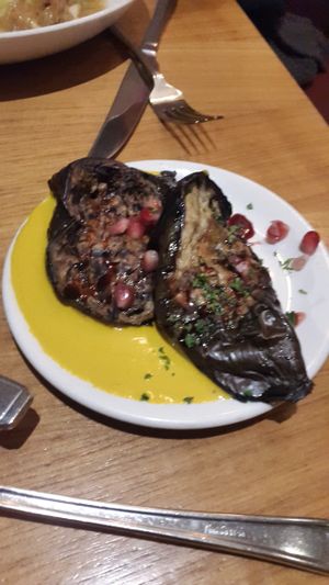 Grilled aubergine at Mildreds - Camden in North West London