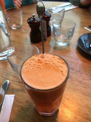 Freshly made juice blends at Mildreds - Camden in North West London