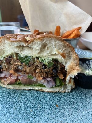 Black bean burger at Mildreds - Camden in North West London