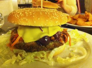 Vegan burger at Space Burger in Dusseldorf