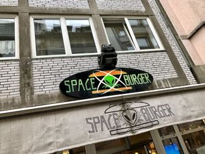 outside at Space Burger in Dusseldorf