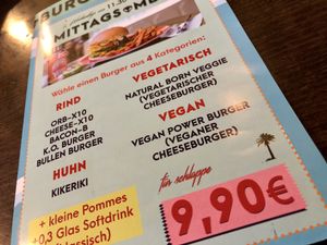 menu at Space Burger in Dusseldorf