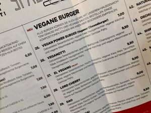 menu at Space Burger in Dusseldorf
