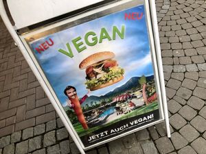 sign outside at Space Burger in Dusseldorf