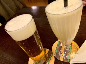 soy milk shake & beer at Space Burger in Dusseldorf