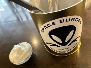 table at Space Burger in Dusseldorf