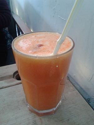 Orange, ginger and carrot juice drink at True Coffeehouse in Newcastle Upon Tyne