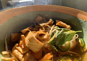 Anger management soup with tofu! at Rush Hour Station in Bloomington