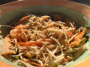 Thai noodles (minus egg - you won’t miss it!!) at Rush Hour Station in Bloomington