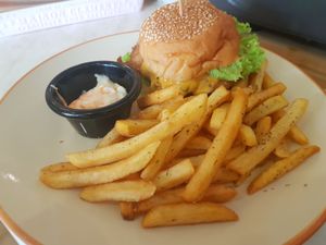 Salted Lava Burger! See next photo for a better angle of the lava!!! at GD Lacto Aroma in Johor Bahru