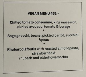 Vegan menu at Brasserie Godot in Stockholm
